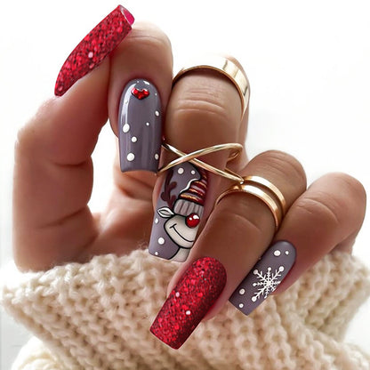 Festive Holiday-Themed Press-On Nail Set Acalora