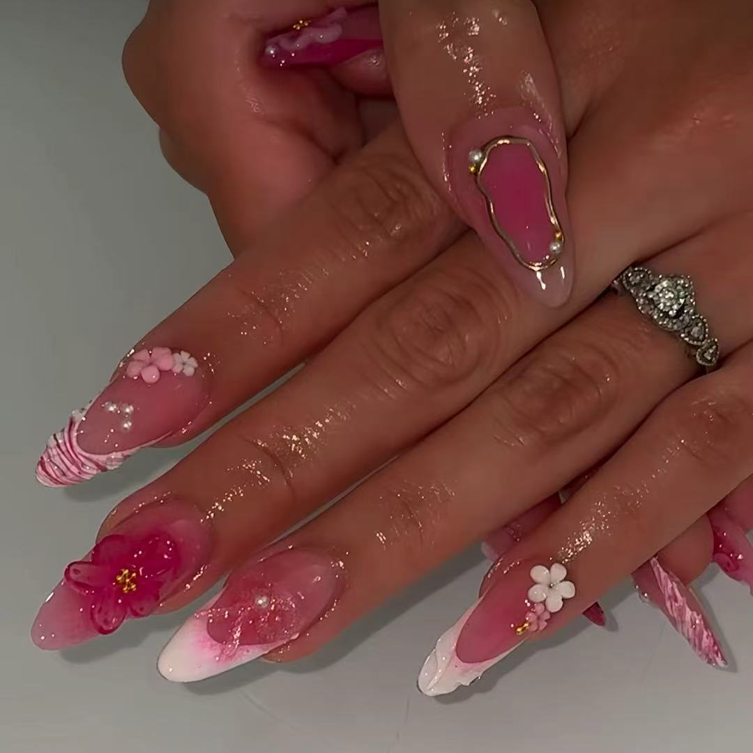 Floral Glam Nail Art Acalora