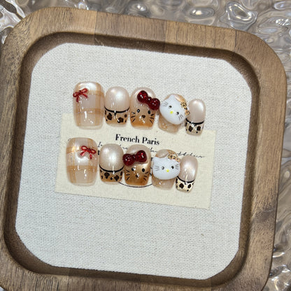 Elegant Stiletto Press-On Nail Set with Decorative Accents Acalora