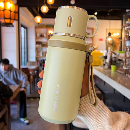 Women's insulated stainless steel drinking bottle with foldable cup Kalsten