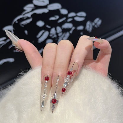 Artistic Floral Embellished Press-On Nail Set Acalora