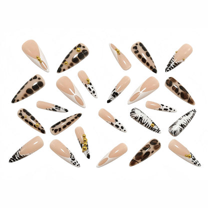 Elegant animal pattern artificial nails with 3D applications Acalora