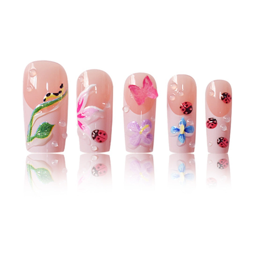 Floral Raised 3D Press-On Nail Set Acalora