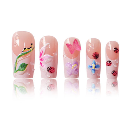 Floral Raised 3D Press-On Nail Set Acalora