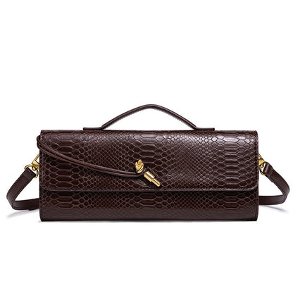 Embossed Snake Print Evening Clutch Acalora