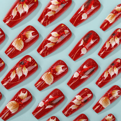 Artificial nail tips with floral accents Acalora
