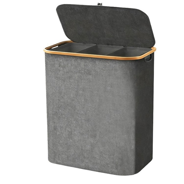 Laundry separation system with bamboo lid and multiple compartments Acalora