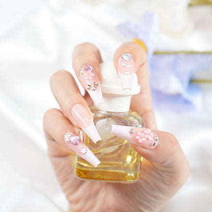 Decorative Glamorous Long Coffin Press-On Nails Acalora