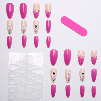 Artificial nail set with charming ghost and flower motifs Acalora