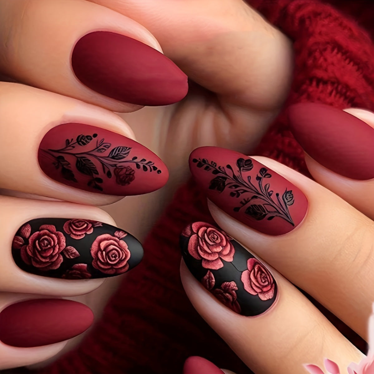 Detailed Floral Nail Art Acalora