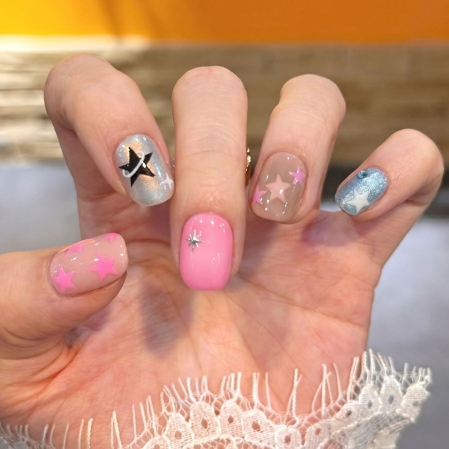 Decorative Nail Art Set with Star and Heart Accents Acalora