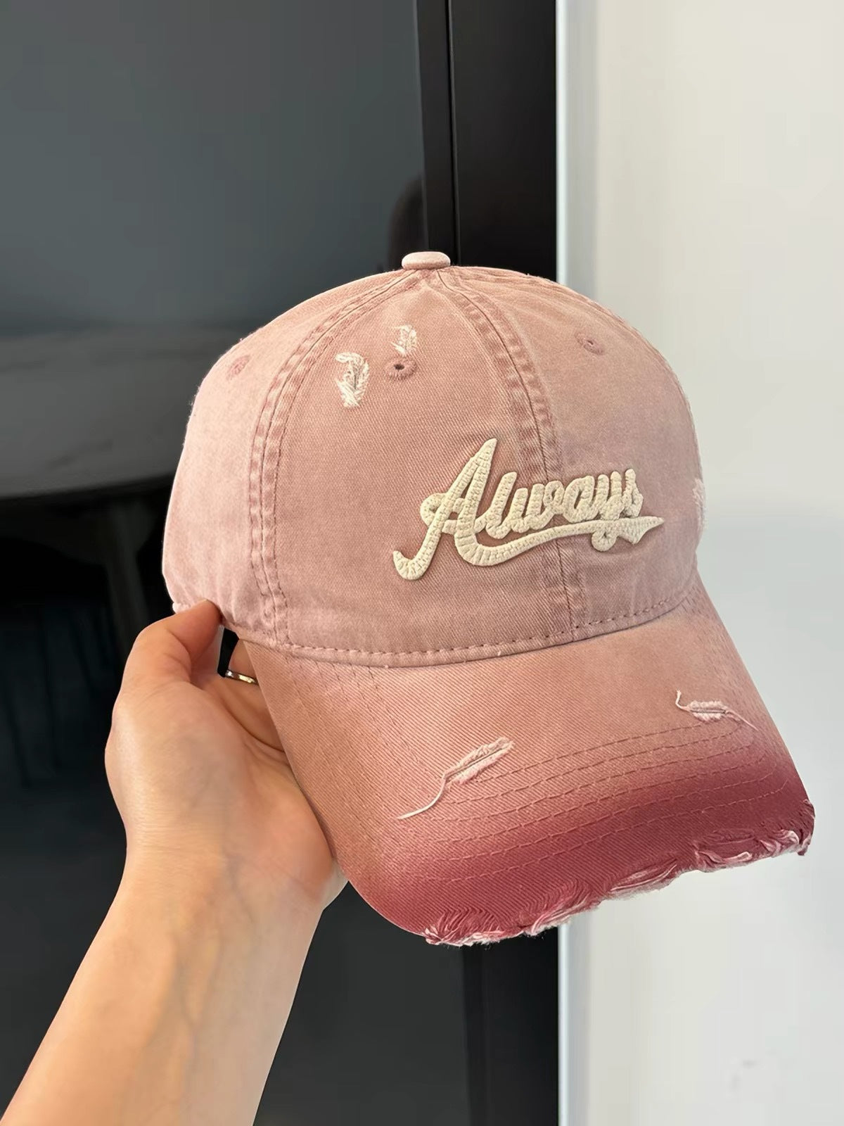 Distressed Casual Adjustable Denim Cap