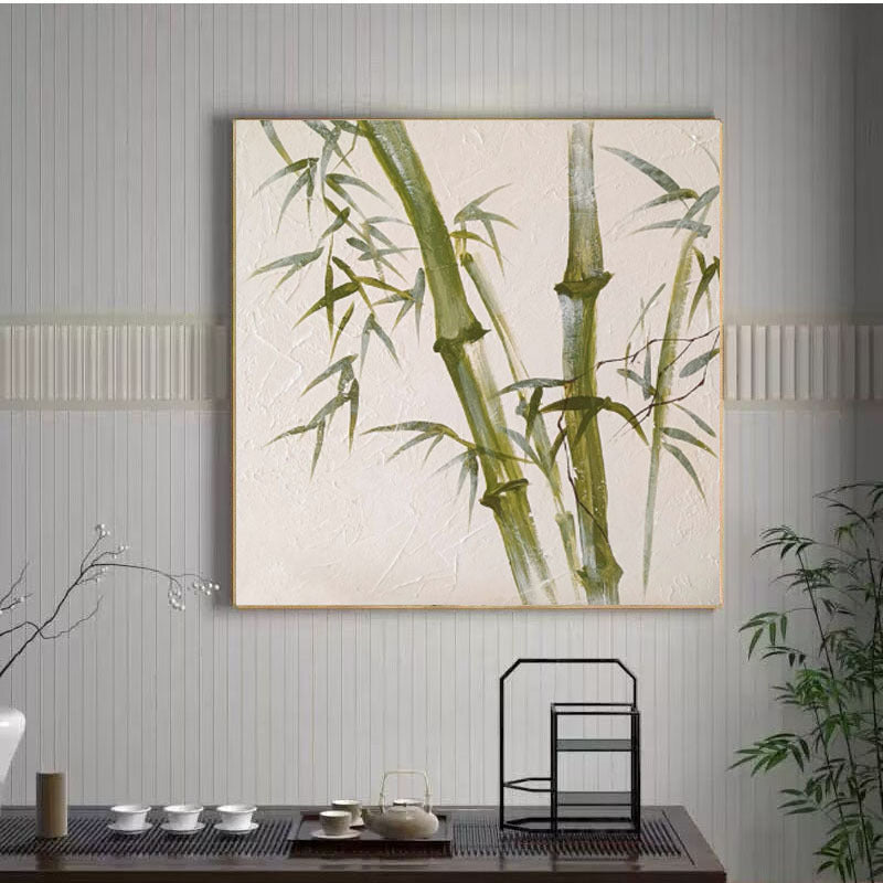 Bamboo-Inspired Textured Canvas Artwork