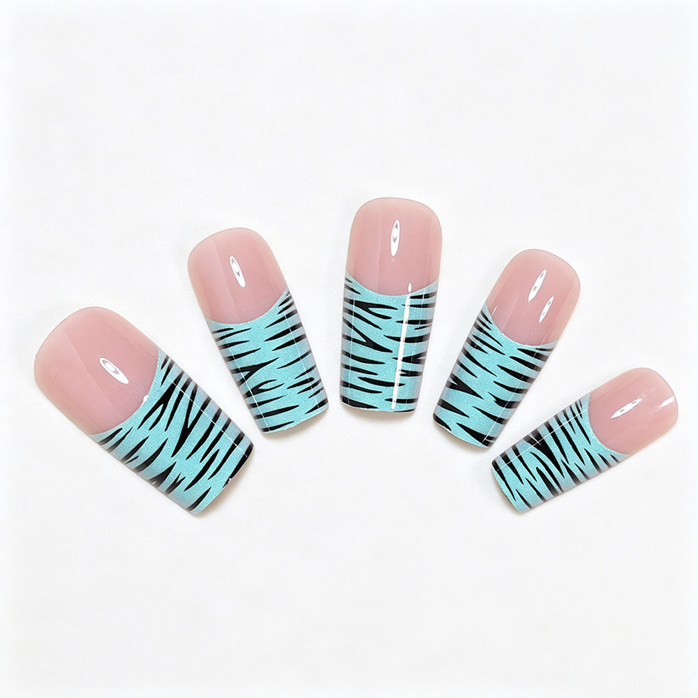 Artistic Long French Tip Nail Art Wraps Acalora
