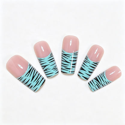 Artistic Long French Tip Nail Art Wraps Acalora
