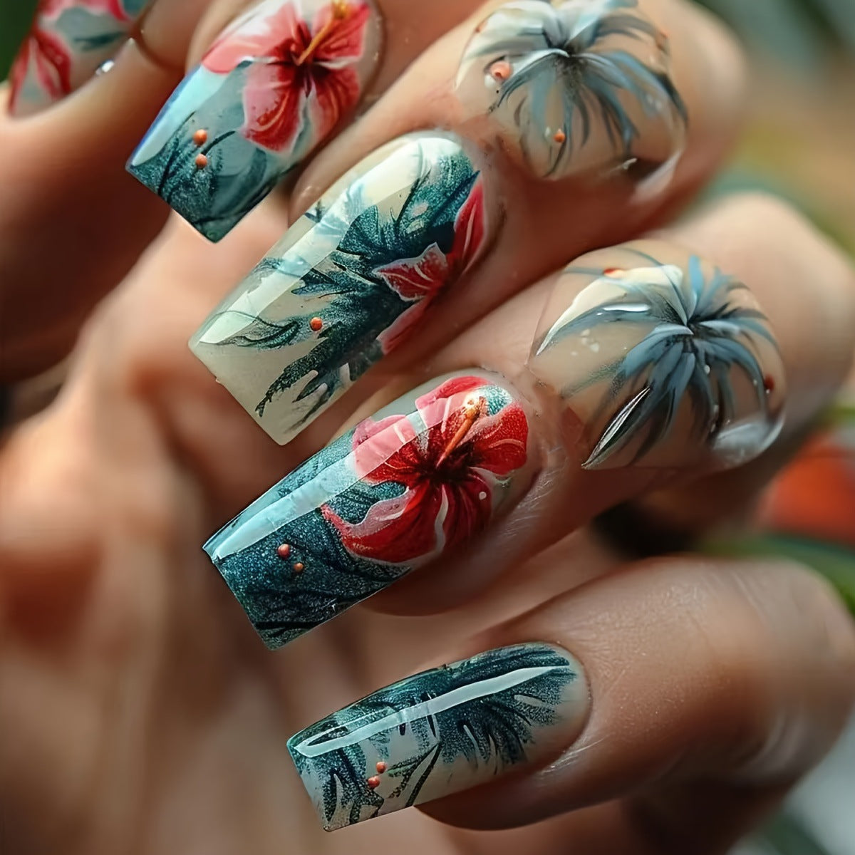 Floral Design Gel Nail Art Acalora