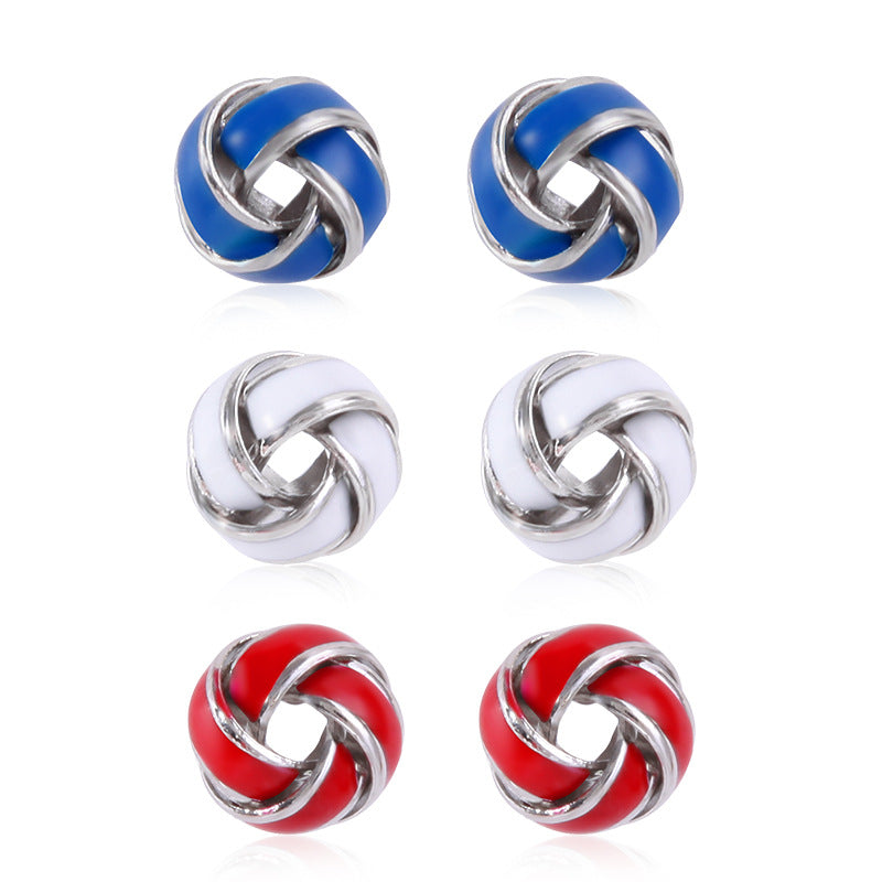 Women's lightweight star earrings with enamel flag design and fishhook Kalsten
