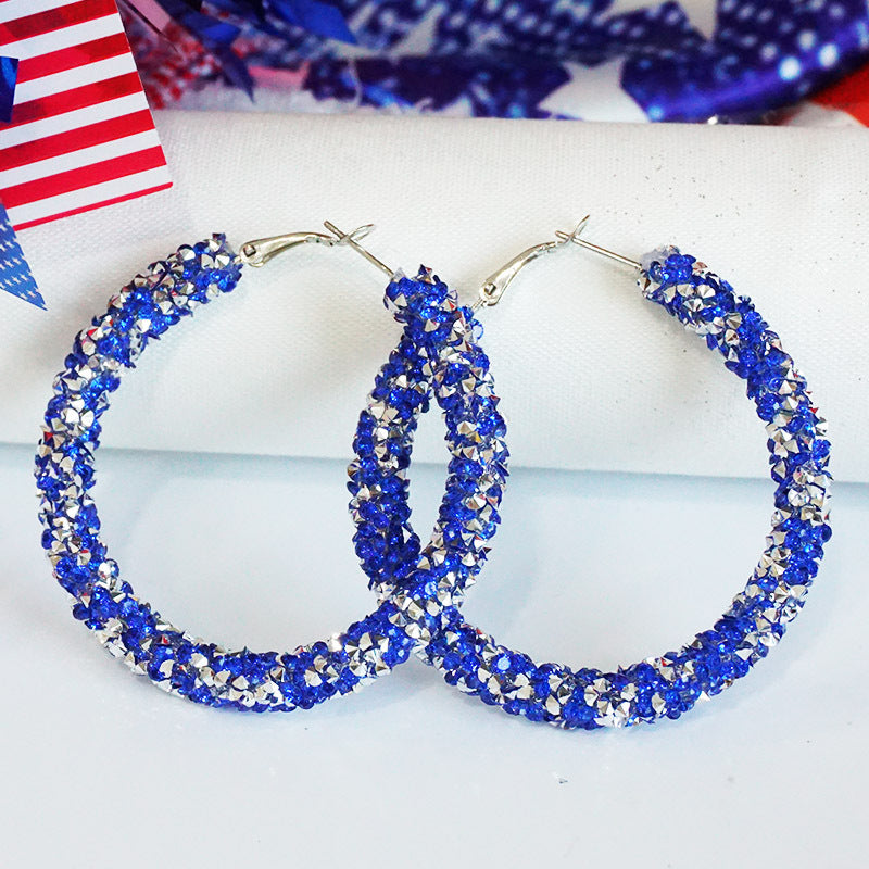 Women's large hoop earrings with rhinestone embellishment and rhodium-plated setting Bowlift
