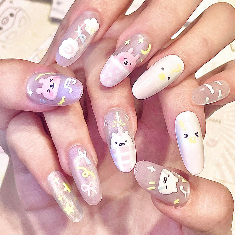 Playful Animal-Themed Press-On Nail Art Acalora