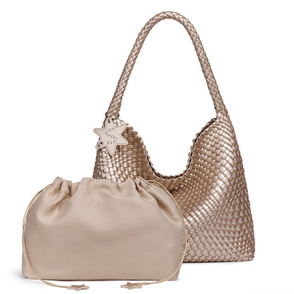 Braided Vegan Leather Hobo Handbag Acalora