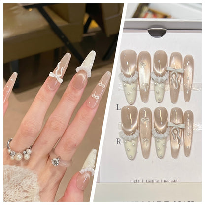 Artistic Stiletto Press-On Nail Set with Charming Patterns Acalora