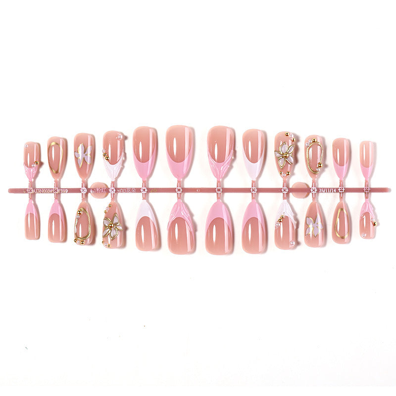 Decorative Press-On Nail Set with Floral Designs Acalora