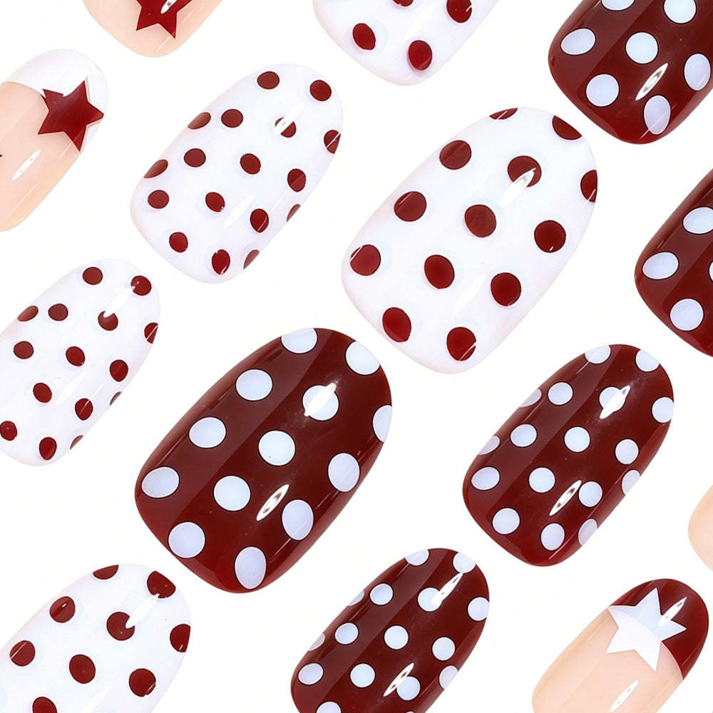 Artistic Star and Polka Dot Press-On Nail Set Acalora