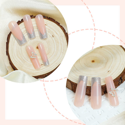 Elegant Silver Glitter Press-On Nail Set Acalora