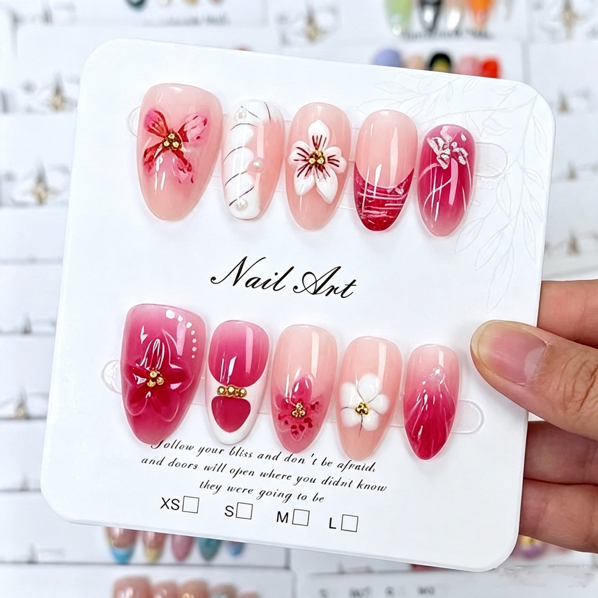 Premium Floral Press-On Nail Art Collection Acalora