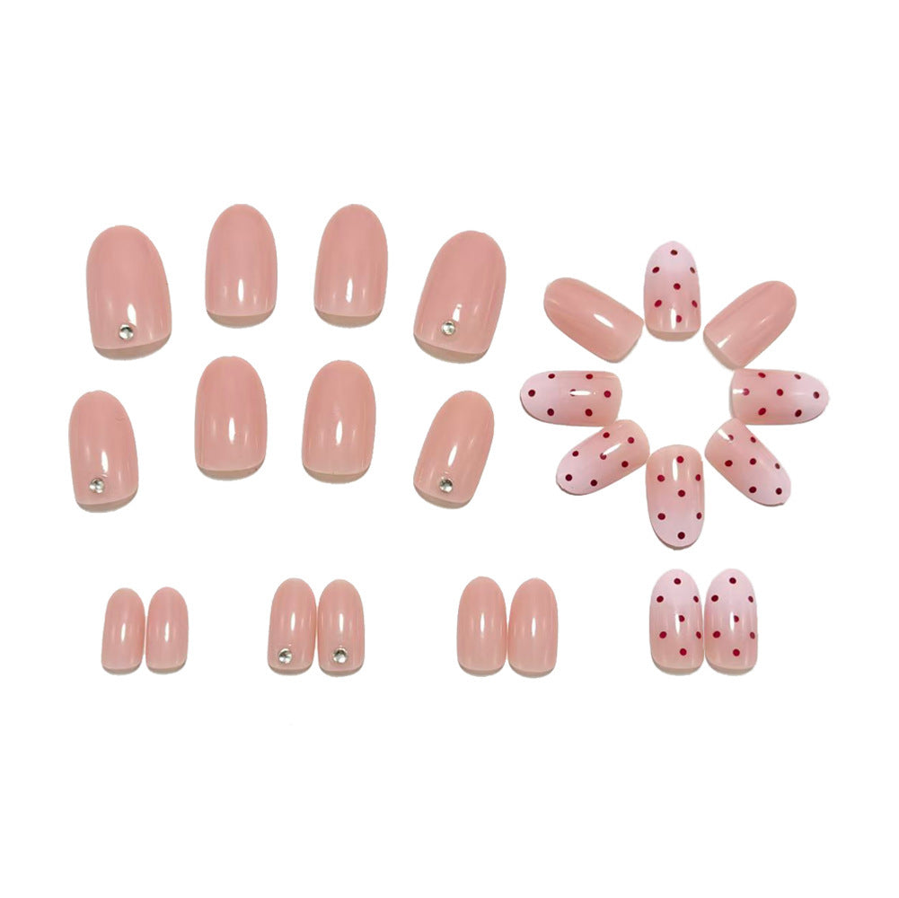 Artificial nails with elegant ombre effect and playful polka dot design Acalora