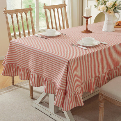 Flirty Striped Tablecloth with Ruffled Hem