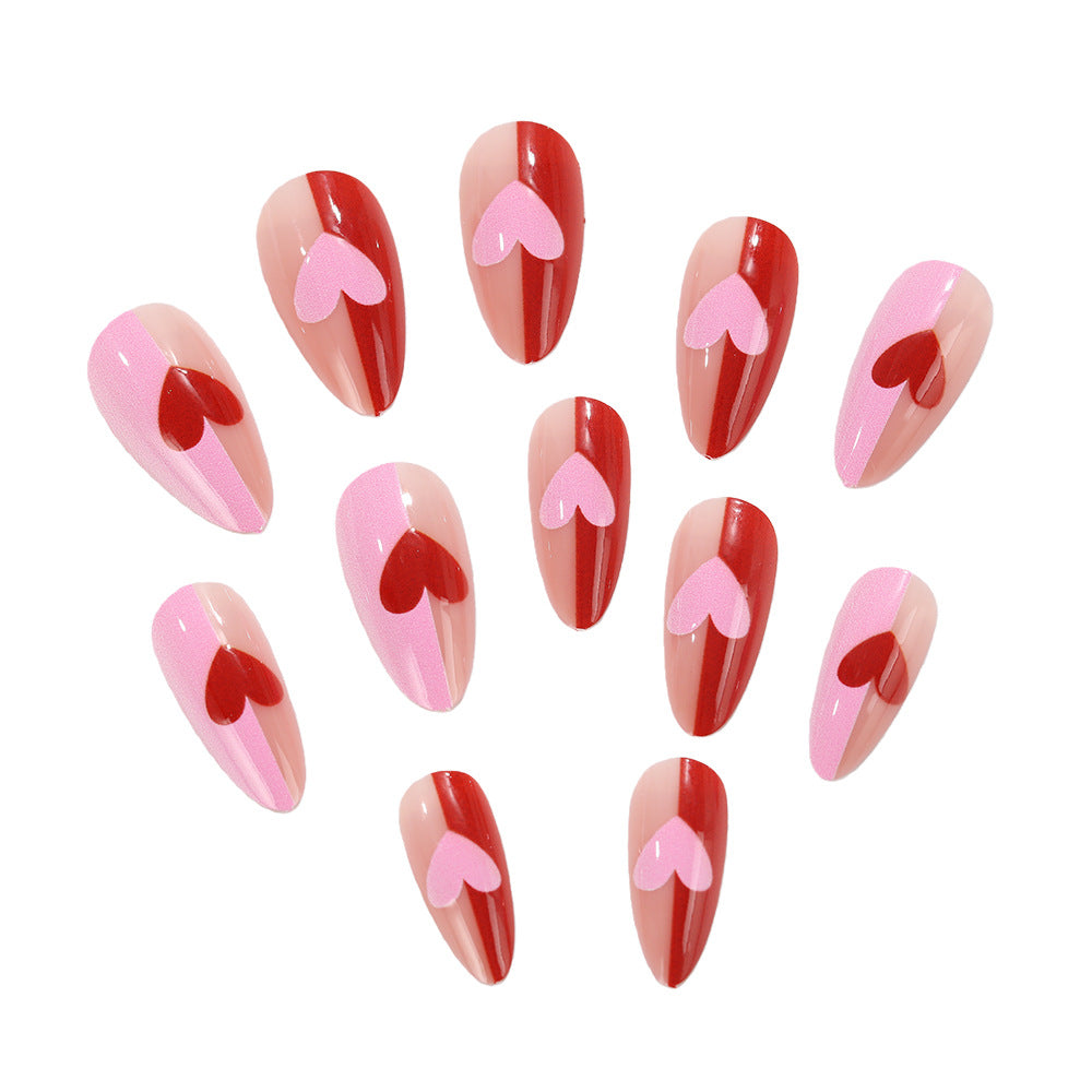 Art nails with romantic heart design Acalora