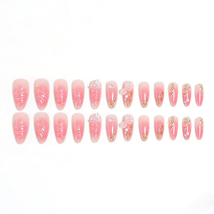 Artificial nail creation with floral 3D details and glitter accents Acalora
