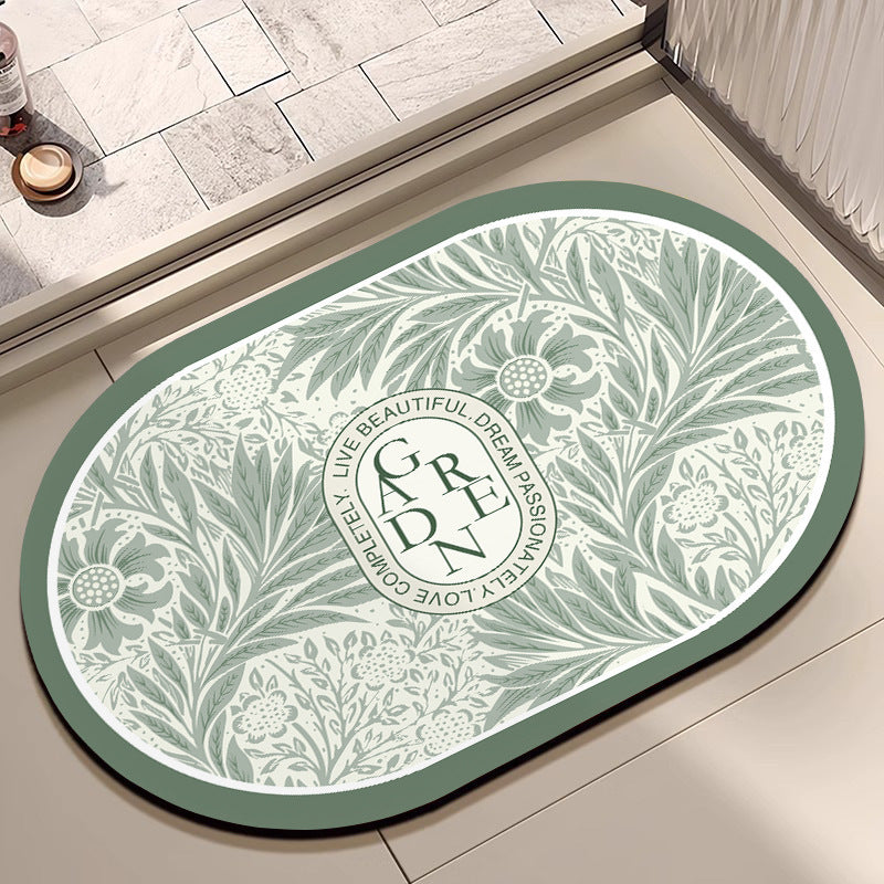 Oval Floral Bath Mat