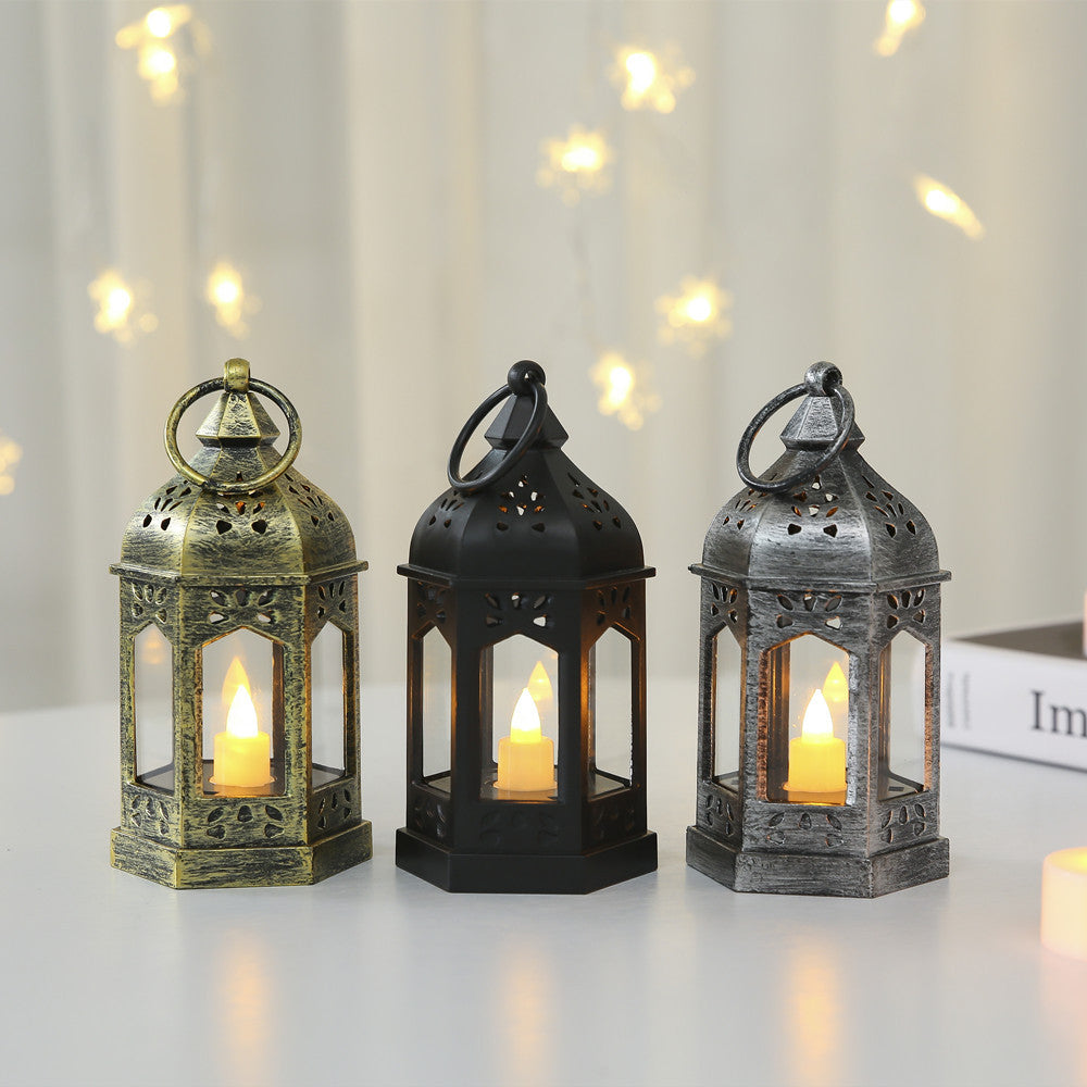 Moroccan Style Hexagonal Metal LED Lantern Acalora