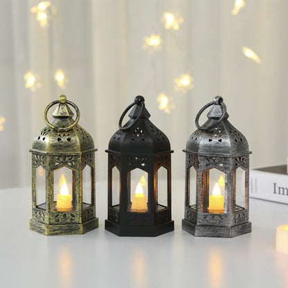 Moroccan Style Hexagonal Metal LED Lantern Acalora