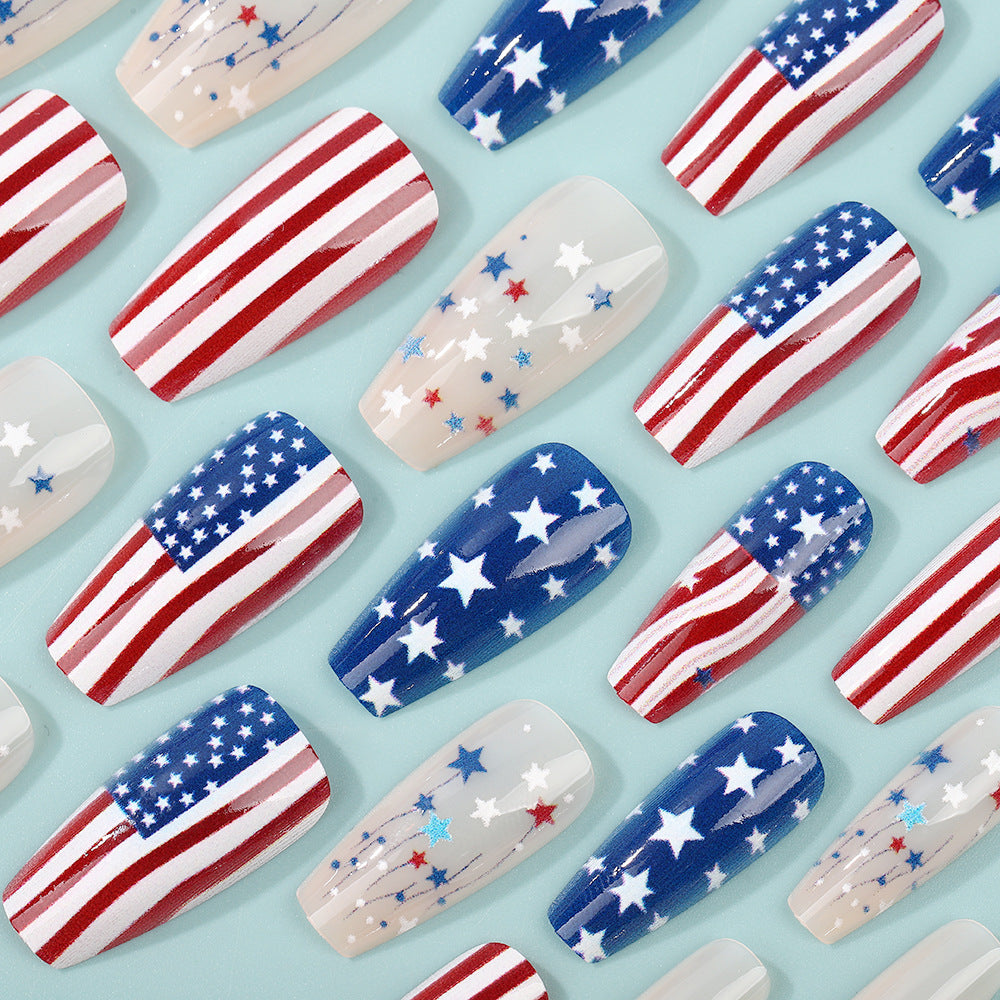 Patriotic design artificial nails Acalora