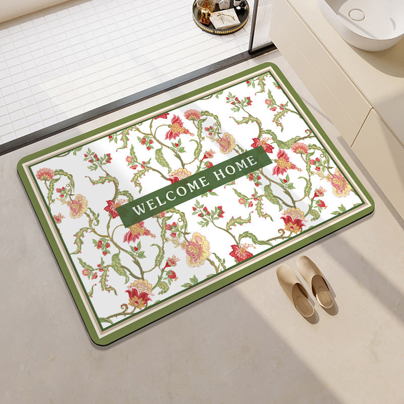 Stylish Floral Patterned Comfort Bath Mat Acalora