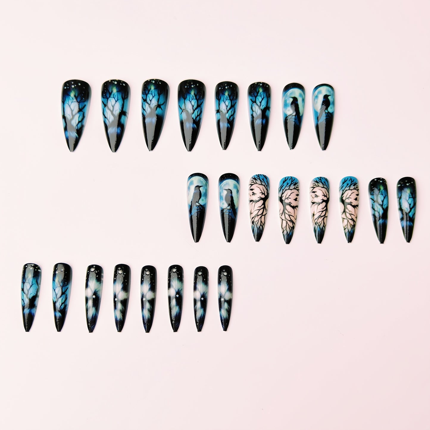 Artistic Midnight Theme Nail Art Acalora