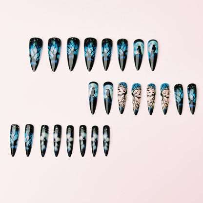 Artistic Midnight Theme Nail Art Acalora
