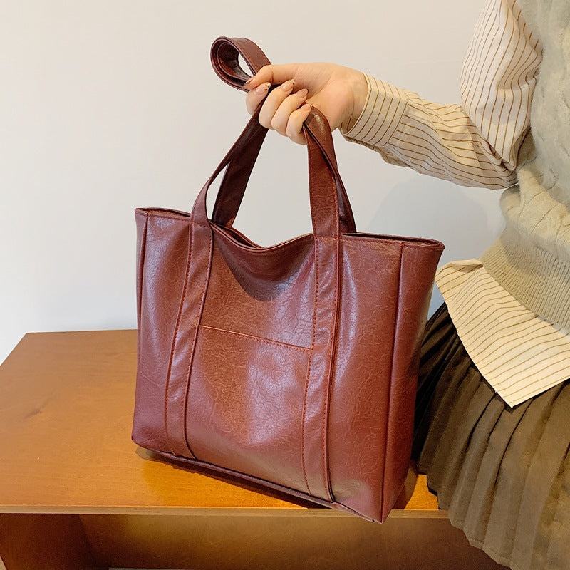 Classic Faux Leather Tote Bag Acalora