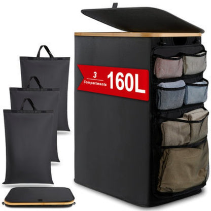 Multifunctional laundry storage box with bamboo lid Acalora