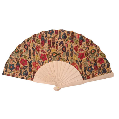 Ladies handcrafted fan made of cork and wood Bowlift