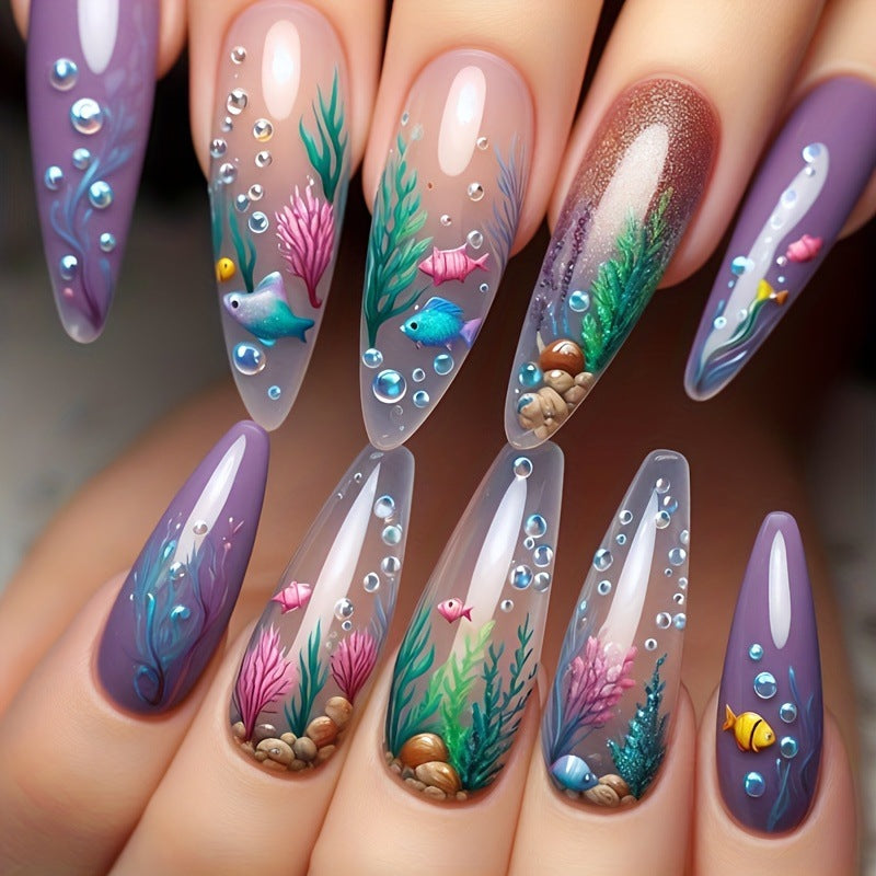 Marine-Inspired 3D Nail Art Acalora