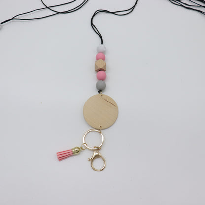 Beaded Keychain Lanyard with Decorative Tassel Acalora