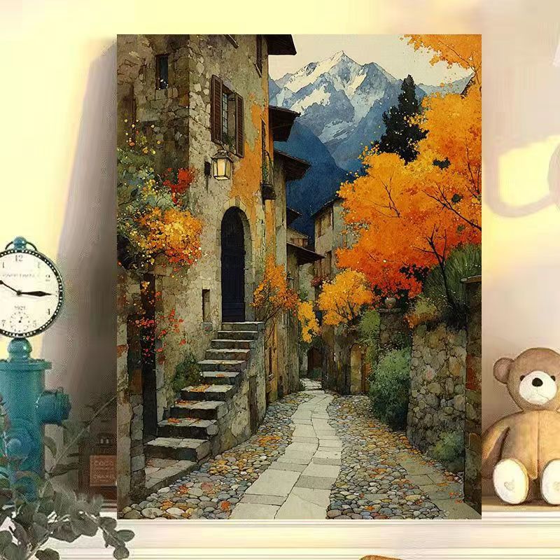 Vintage European Landscape Canvas Art Print