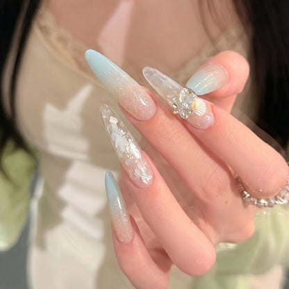 Elegant Stiletto Press-On Nail Set with Glitter Finish Acalora