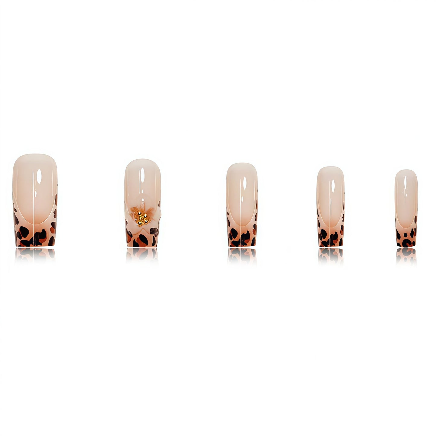 Premium Decorative Press-On Nail Art with Leopard Print Accents Acalora
