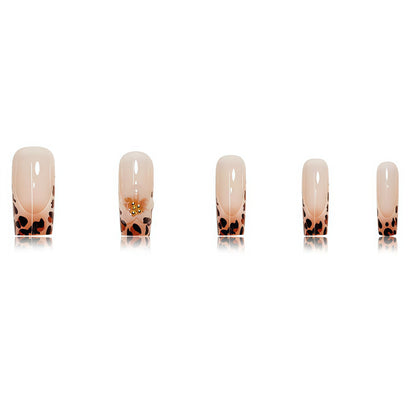 Premium Decorative Press-On Nail Art with Leopard Print Accents Acalora