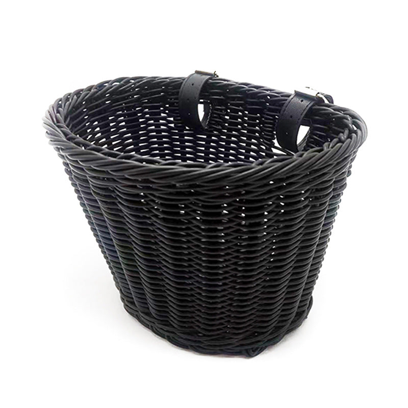 Decorative Woven Storage Basket with Leather Handles Acalora